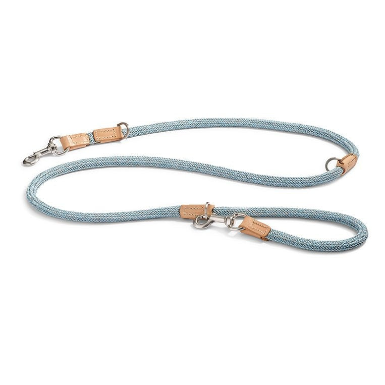 MiaCara Luxury Dog Rope Leather Lead Lucca - Blue and Natural