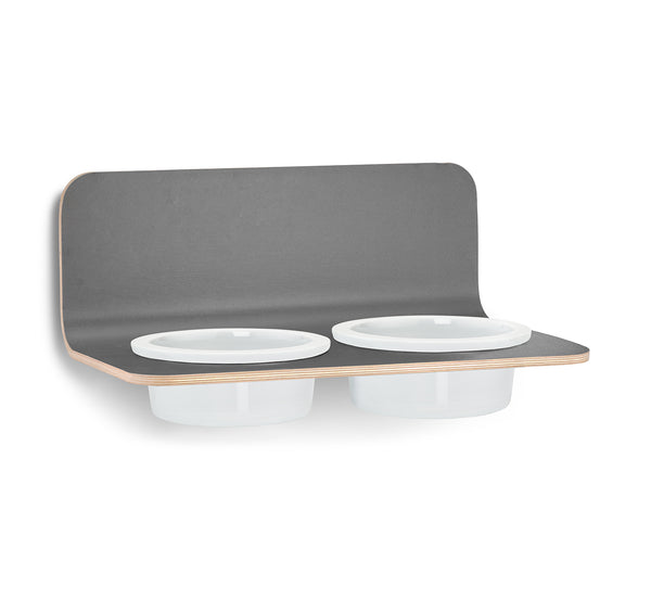 Designer MiaCara Arco Dog Feeder - Porcelain Bowls - Grey