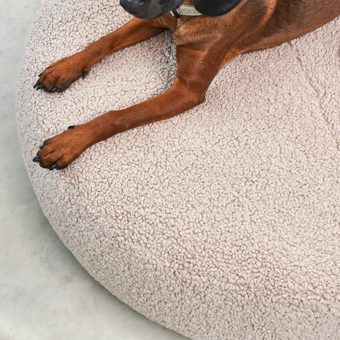 Luxury MiaCara Boucle Dog Pouffe Cushion Senso Greige