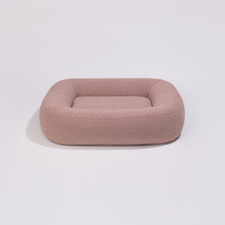 Fluffy Pillow Villa Pebble Dog Bed - Faux Fur - Blush Pink
