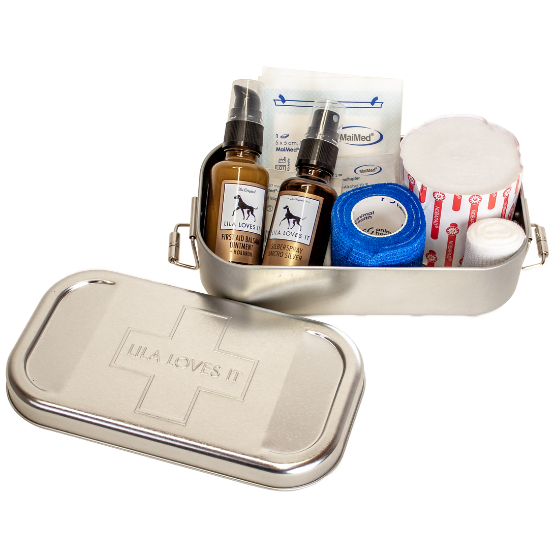 Dog First Aid Kit by LILA LOVES IT - Paw bandage, gauze pads for dogs, tick remover and more
