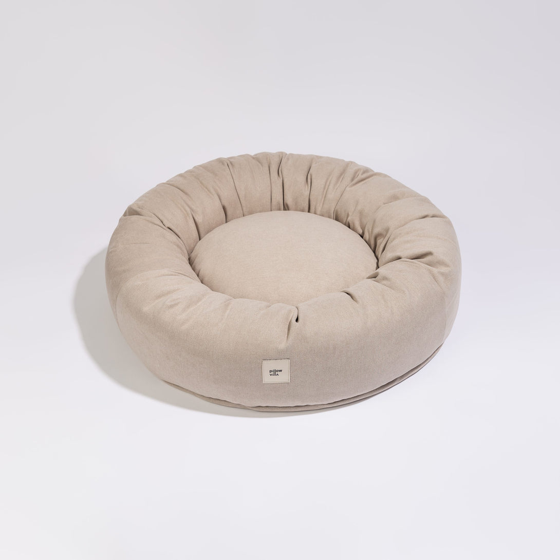 Pillow Villa Round Donut Dog Bed Nude Beige